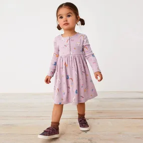 Toddler/Kid Girl's Long Sleeve Purple Cartoon Dress