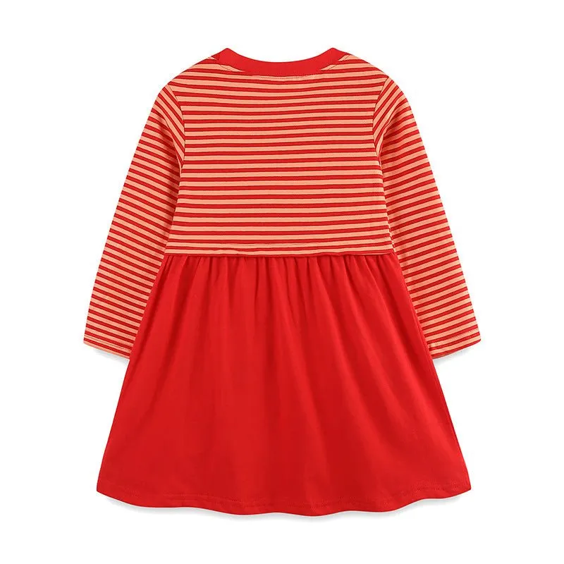 Toddler/Kid Girl's Long Sleeve Santa Design Red Dress