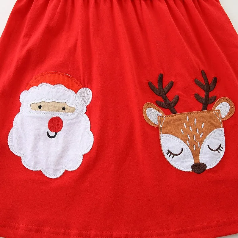 Toddler/Kid Girl's Long Sleeve Santa Design Red Dress