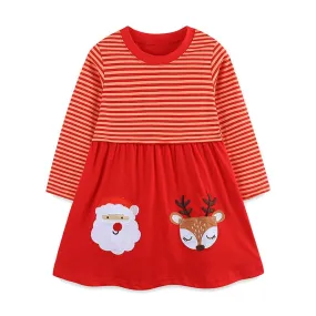 Toddler/Kid Girl's Long Sleeve Santa Design Red Dress