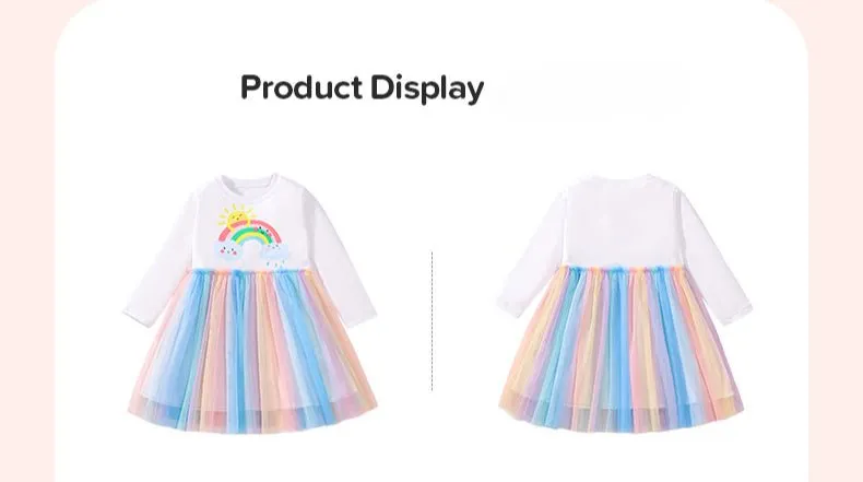 Toddler/Kid Girl's Long Sleeve Sunshine and Rainbow Print Design Dress