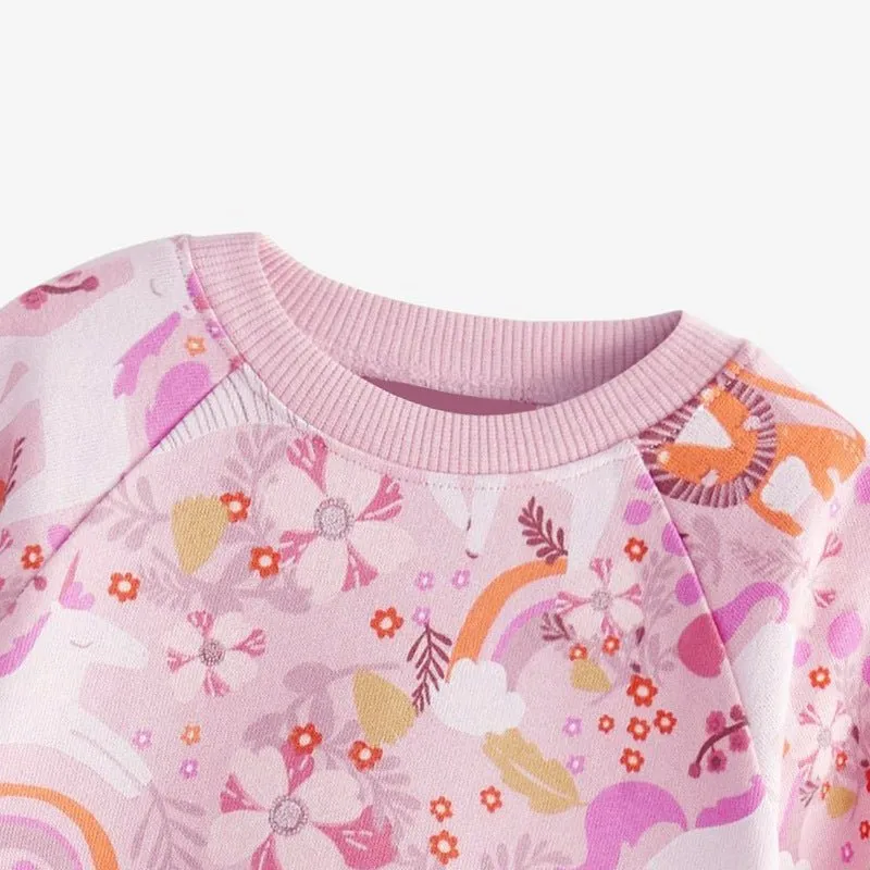 Toddler/Kid Girl's Long Sleeve Unicorn with Floral Design Pink Dress