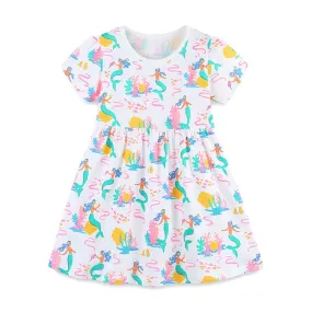 Toddler/Kid Girl's Mermaid Print Design Princess Dress