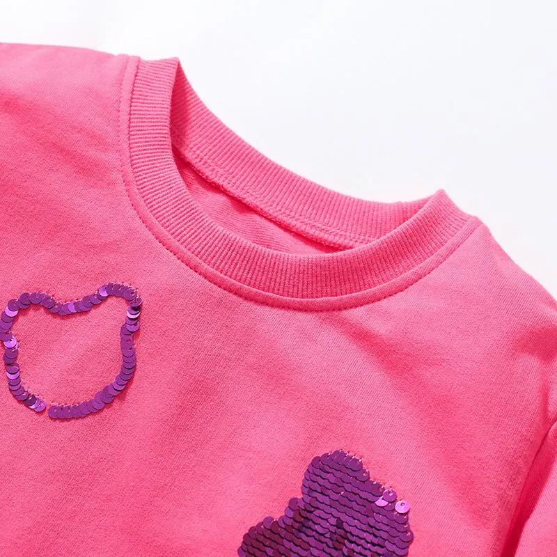Toddler/Kid Girl's Pink Bear Design Short Sleeve Dress