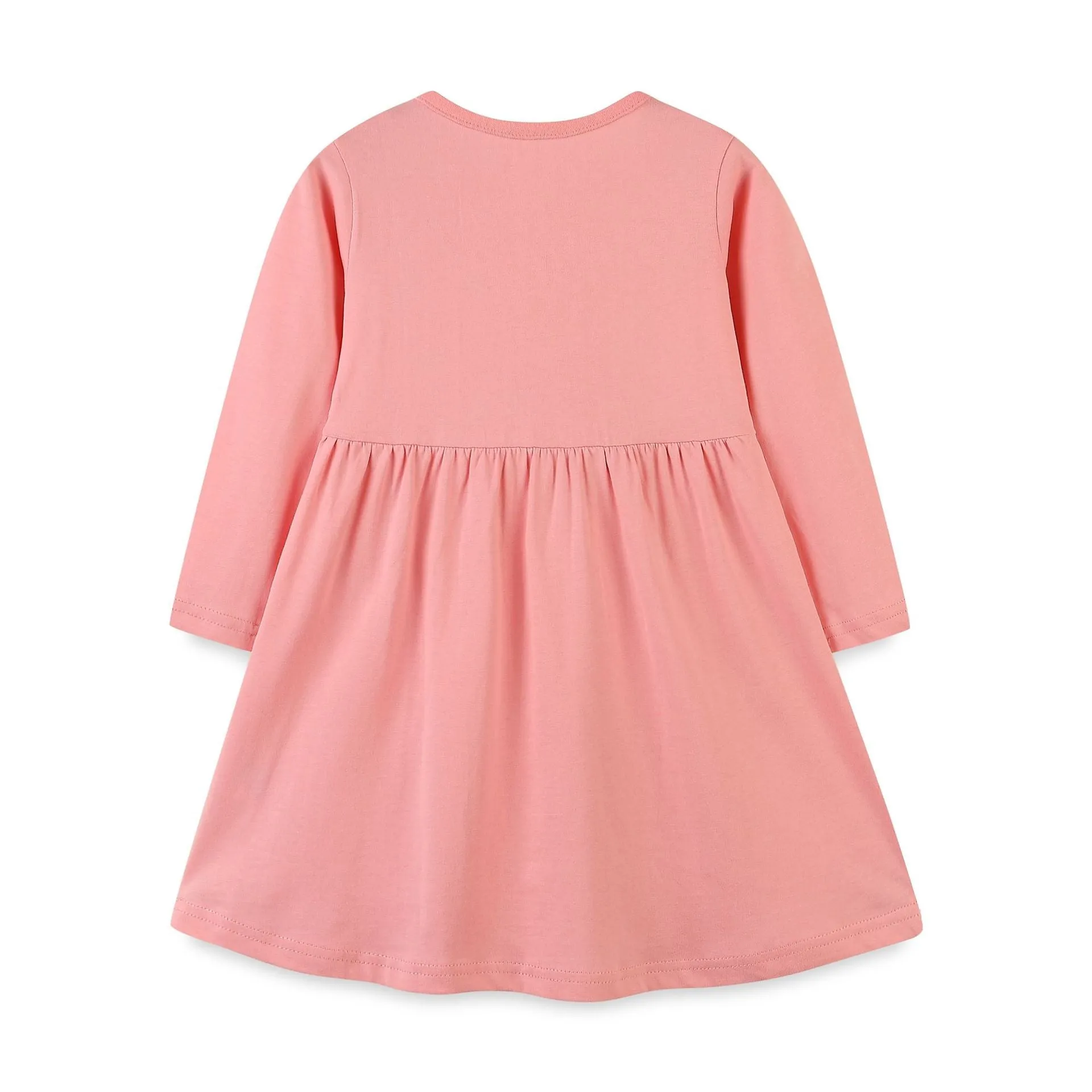 Toddler/Kid Girl's Pink Deer Embroidered Long-sleeve Dress