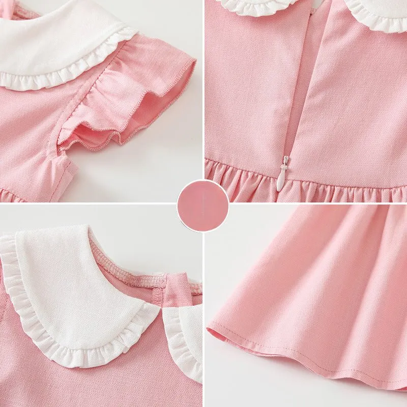 Toddler/Kid Girl's Pink Dress with Matching Hat Set