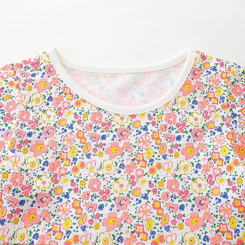 Toddler/Kid Girl's Short Sleeve Pink Blossom Cotton Dress
