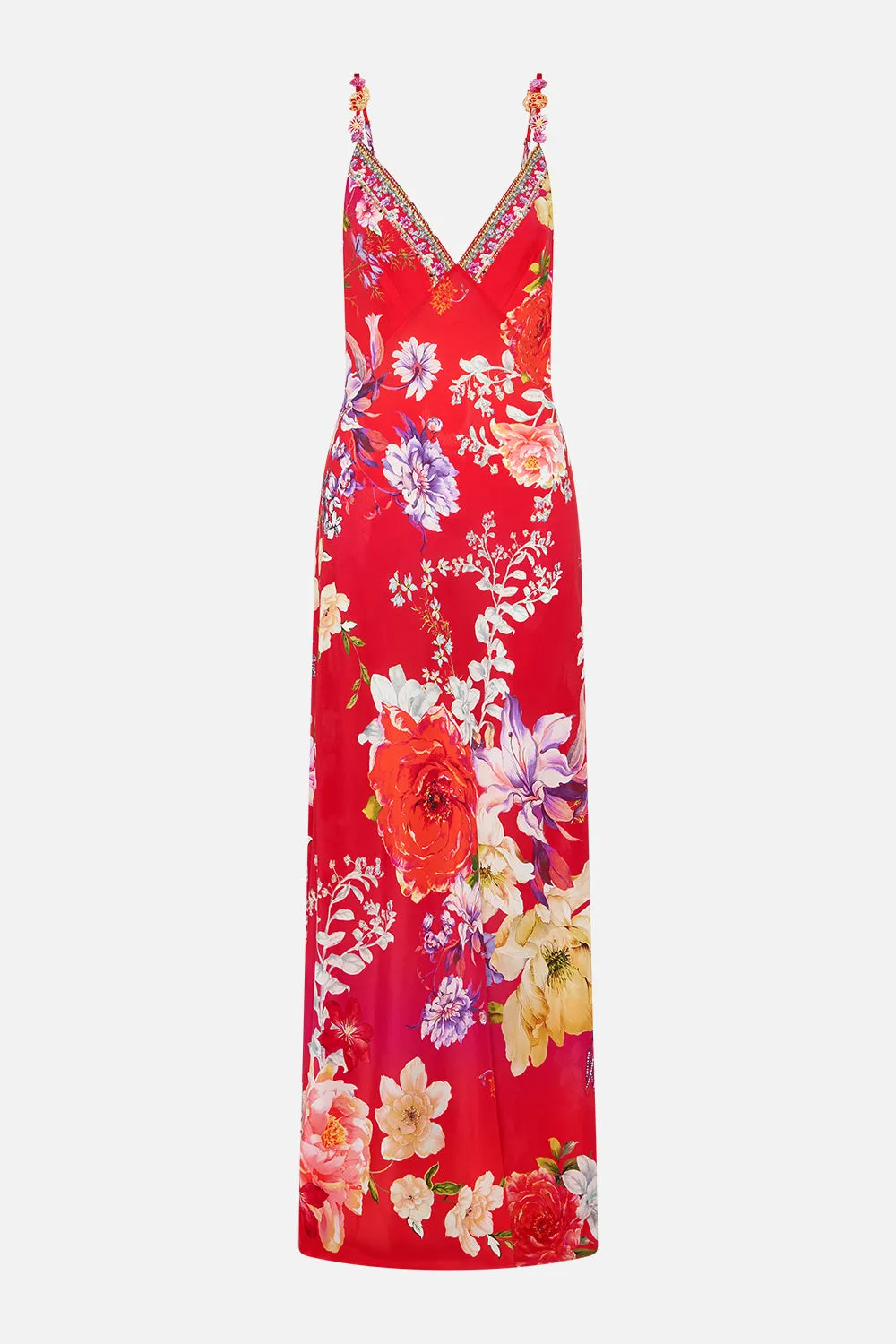 V NECK FULL LENGTH BIAS SLIP DRESS KISS AND TELL
