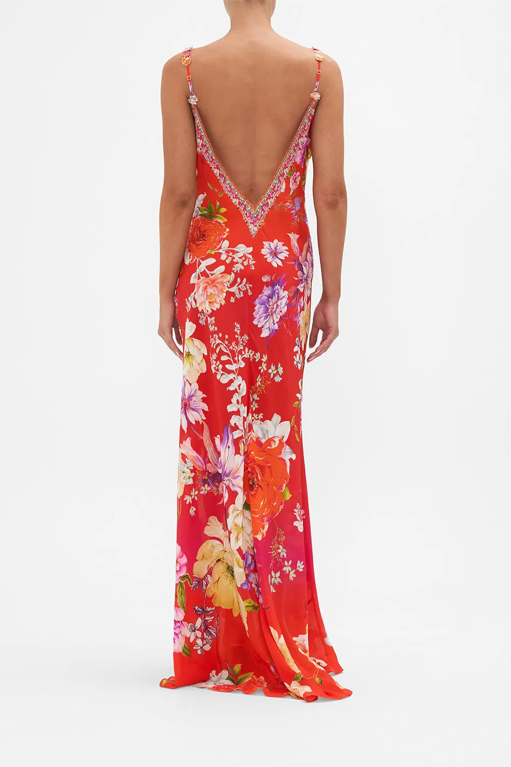 V NECK FULL LENGTH BIAS SLIP DRESS KISS AND TELL