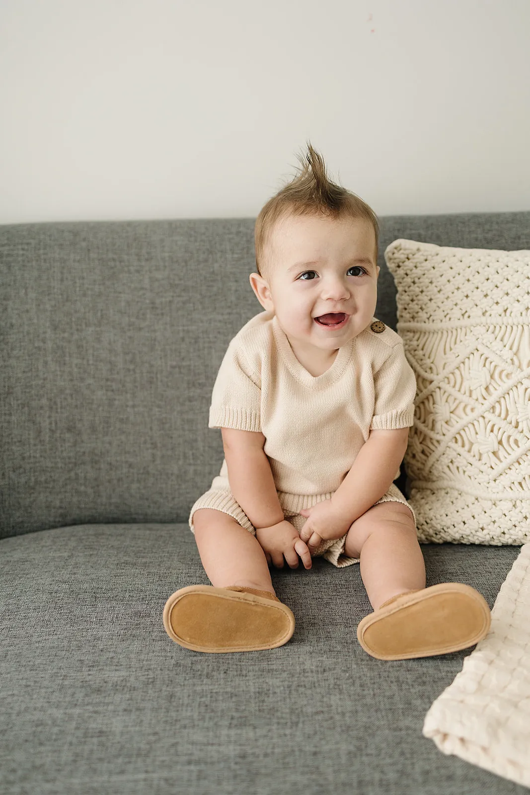 Vanilla Button Top   Short Knit Set