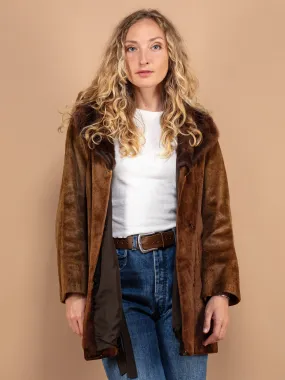 Vintage 60's Women Fur Coat in Brown