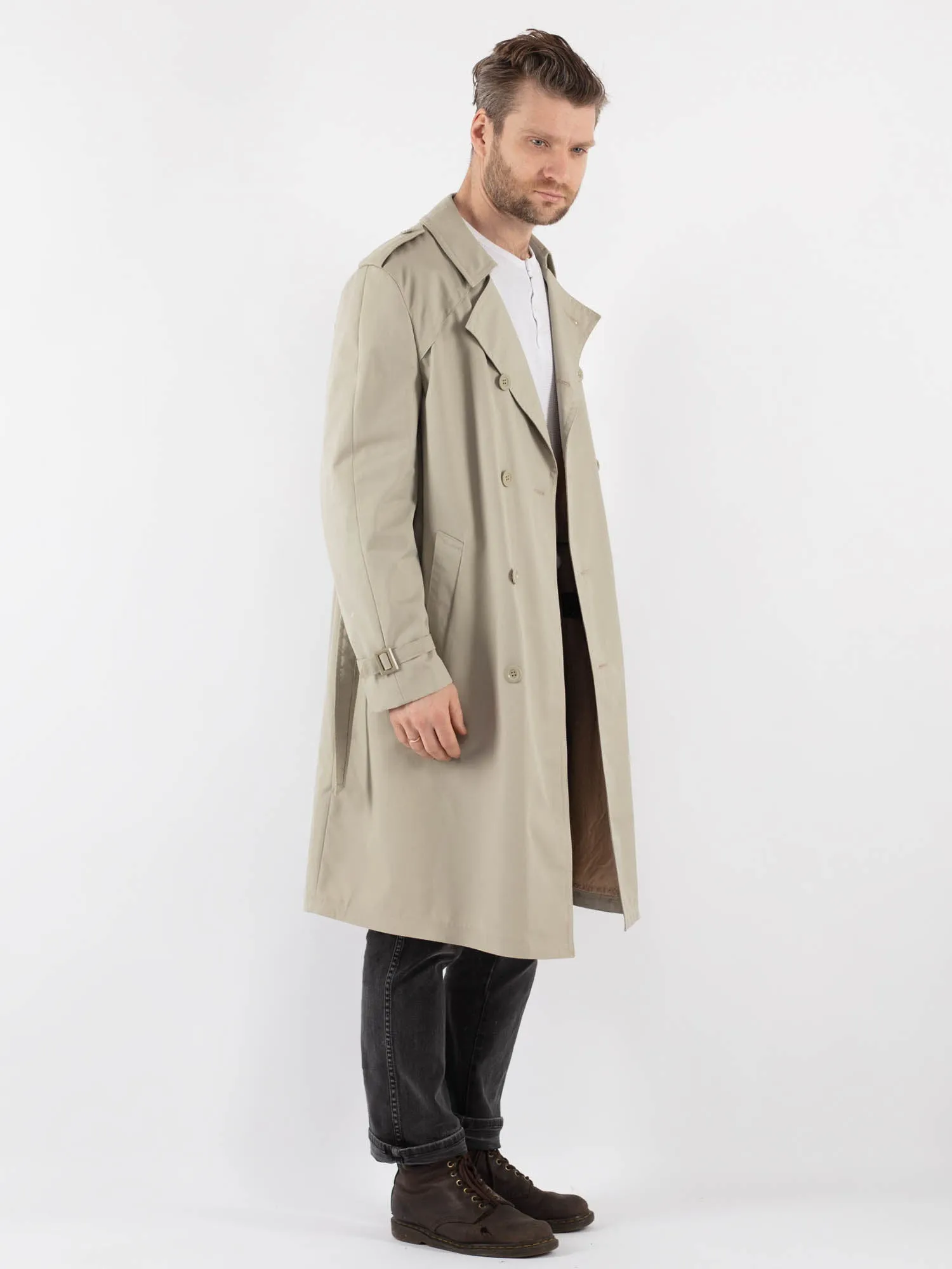 Vintage 70's Men Trench Coat in Beige