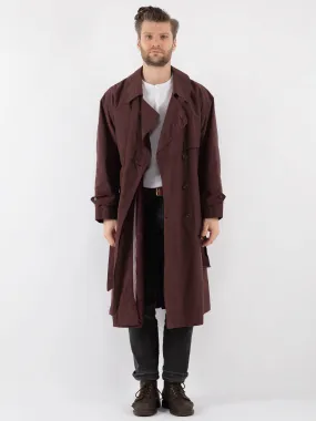 Vintage 70's Men Trench Coat in Burgundy Brown
