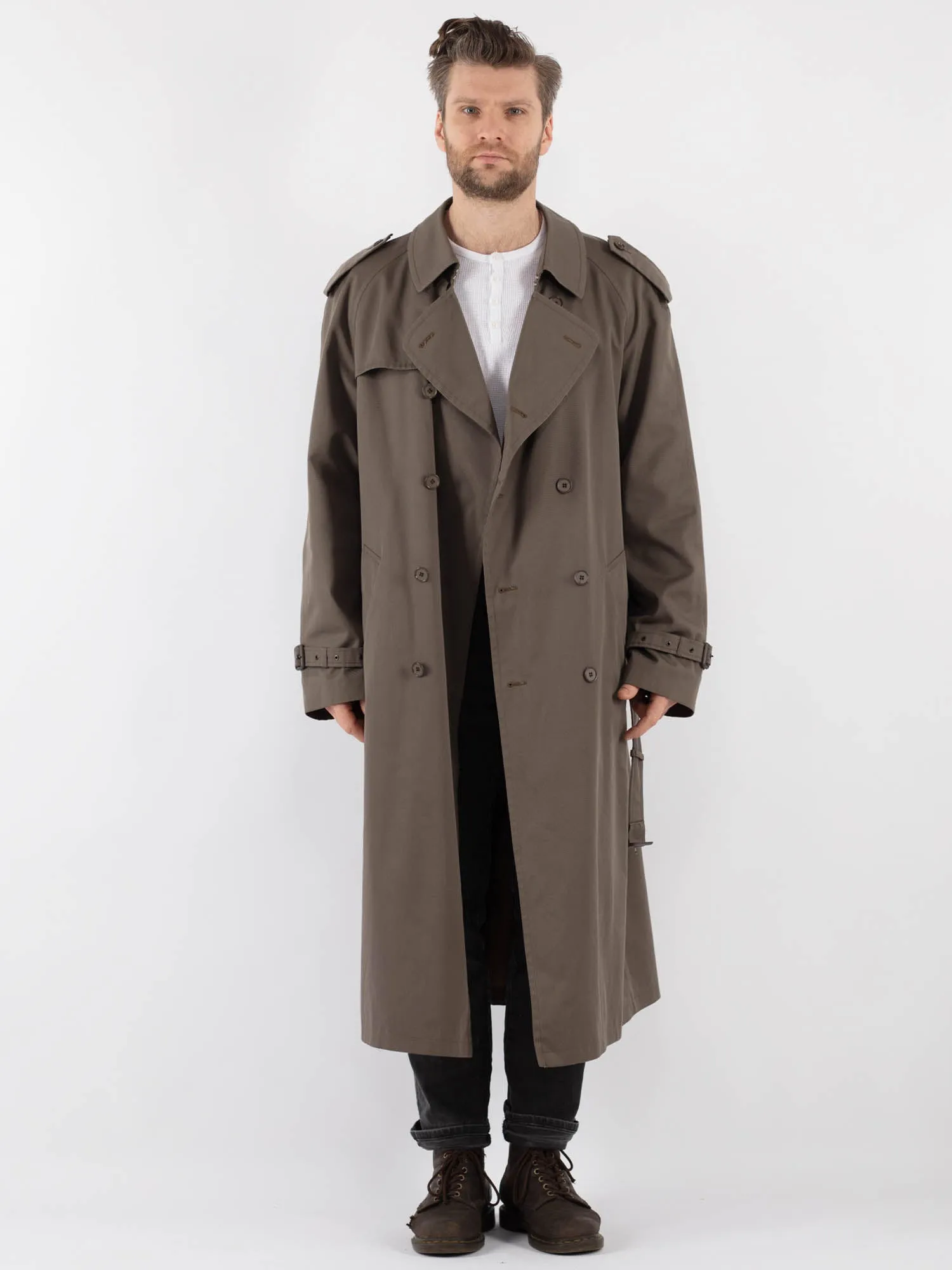 Vintage 70's Men Trench Coat in Khaki