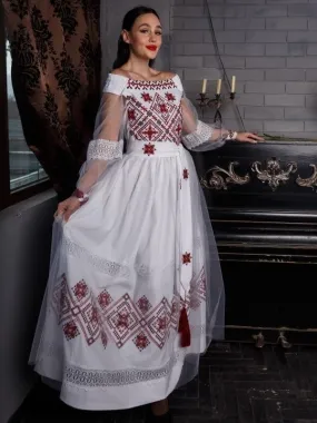 Wedding dress with Ukrainian embroidery