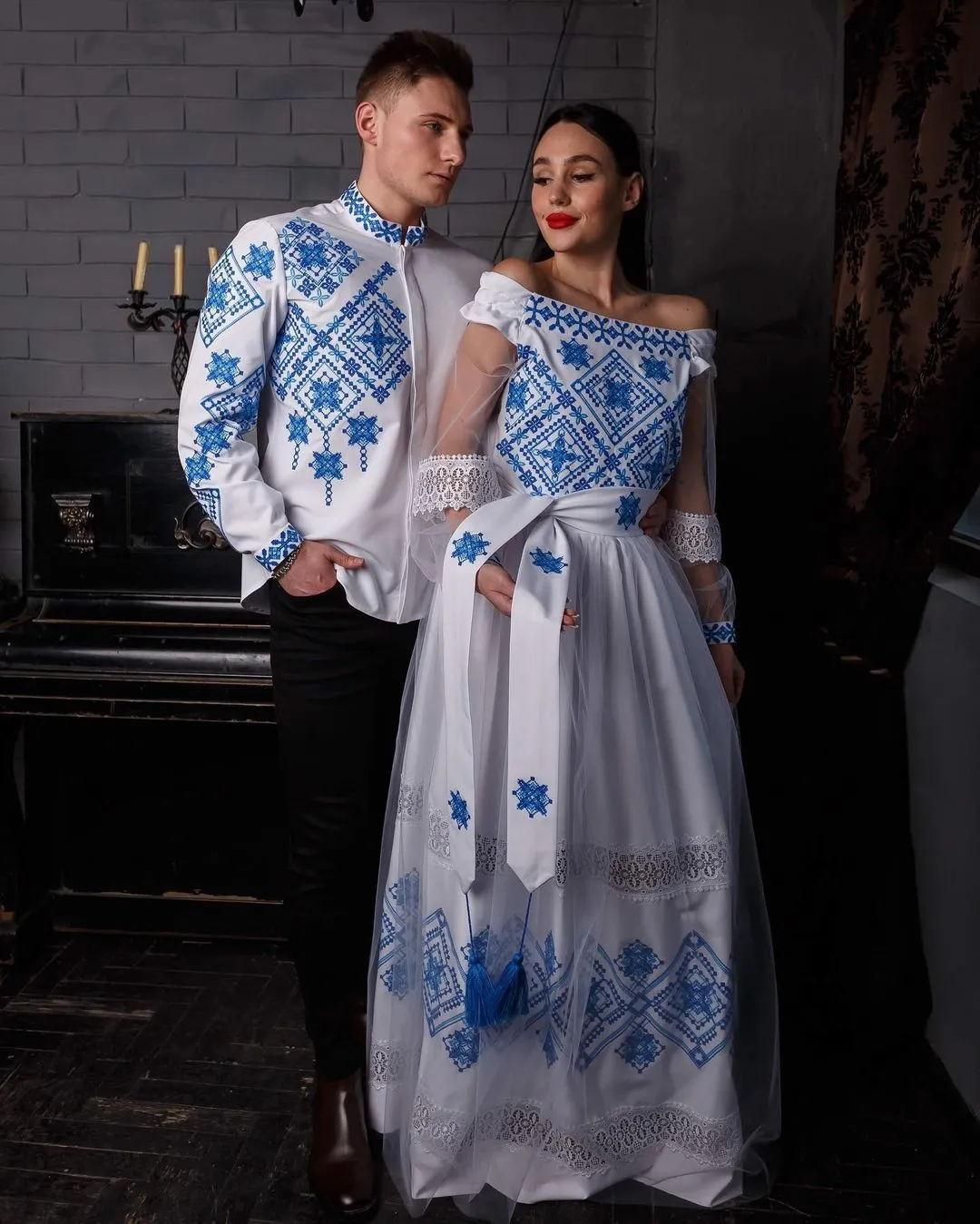 Wedding dress with Ukrainian embroidery