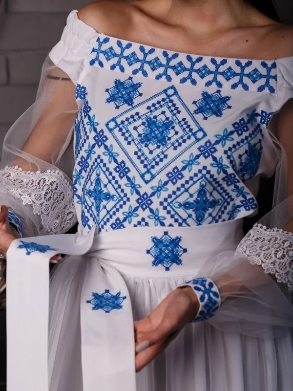 Wedding dress with Ukrainian embroidery