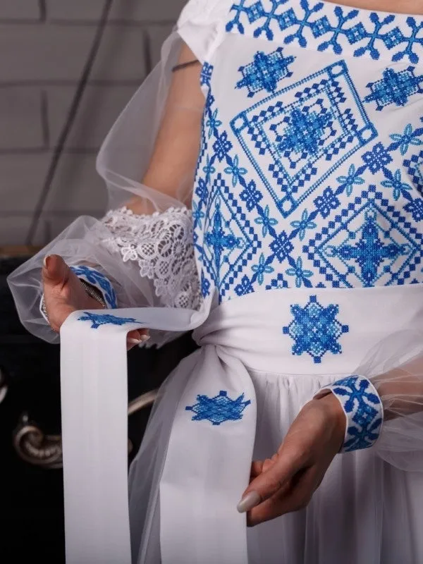 Wedding dress with Ukrainian embroidery