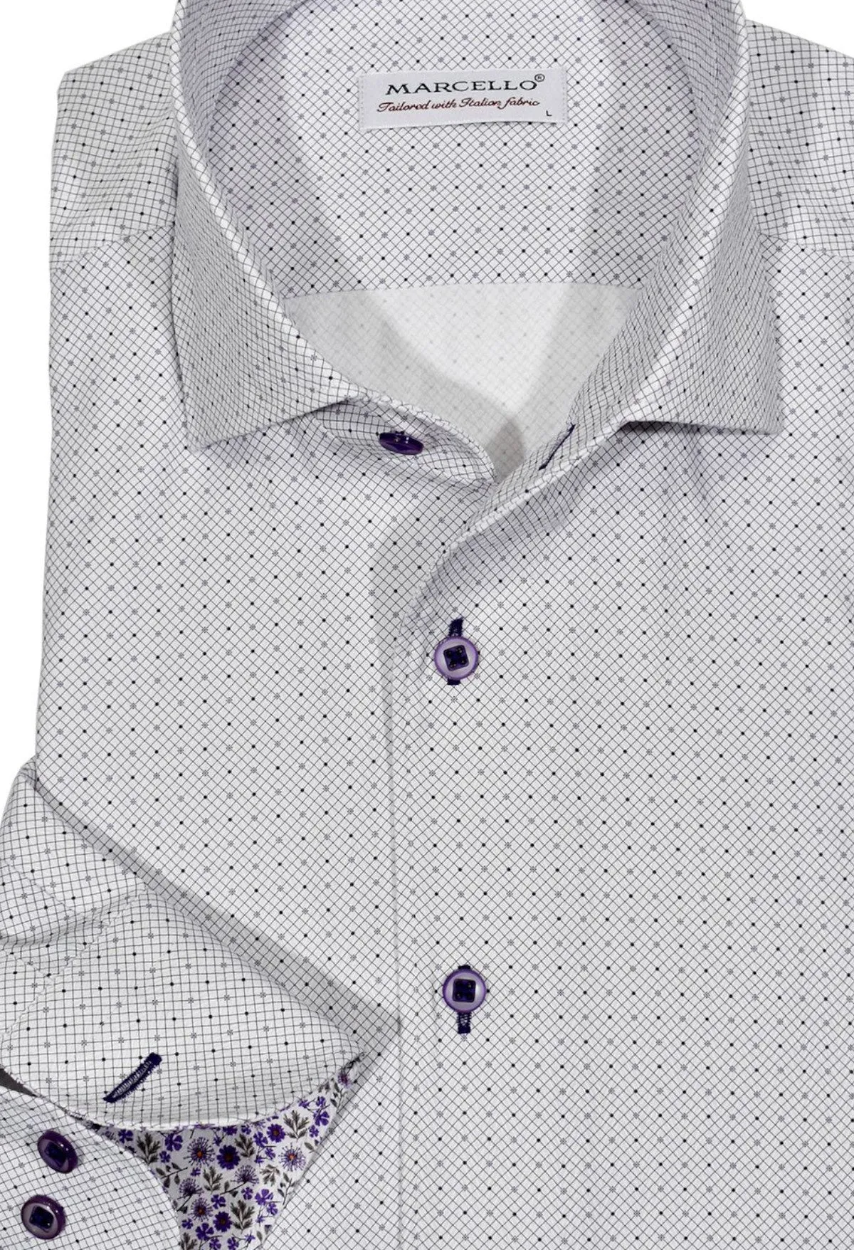 WM611R Slim Fit Lilac Diagonal Roll Collar