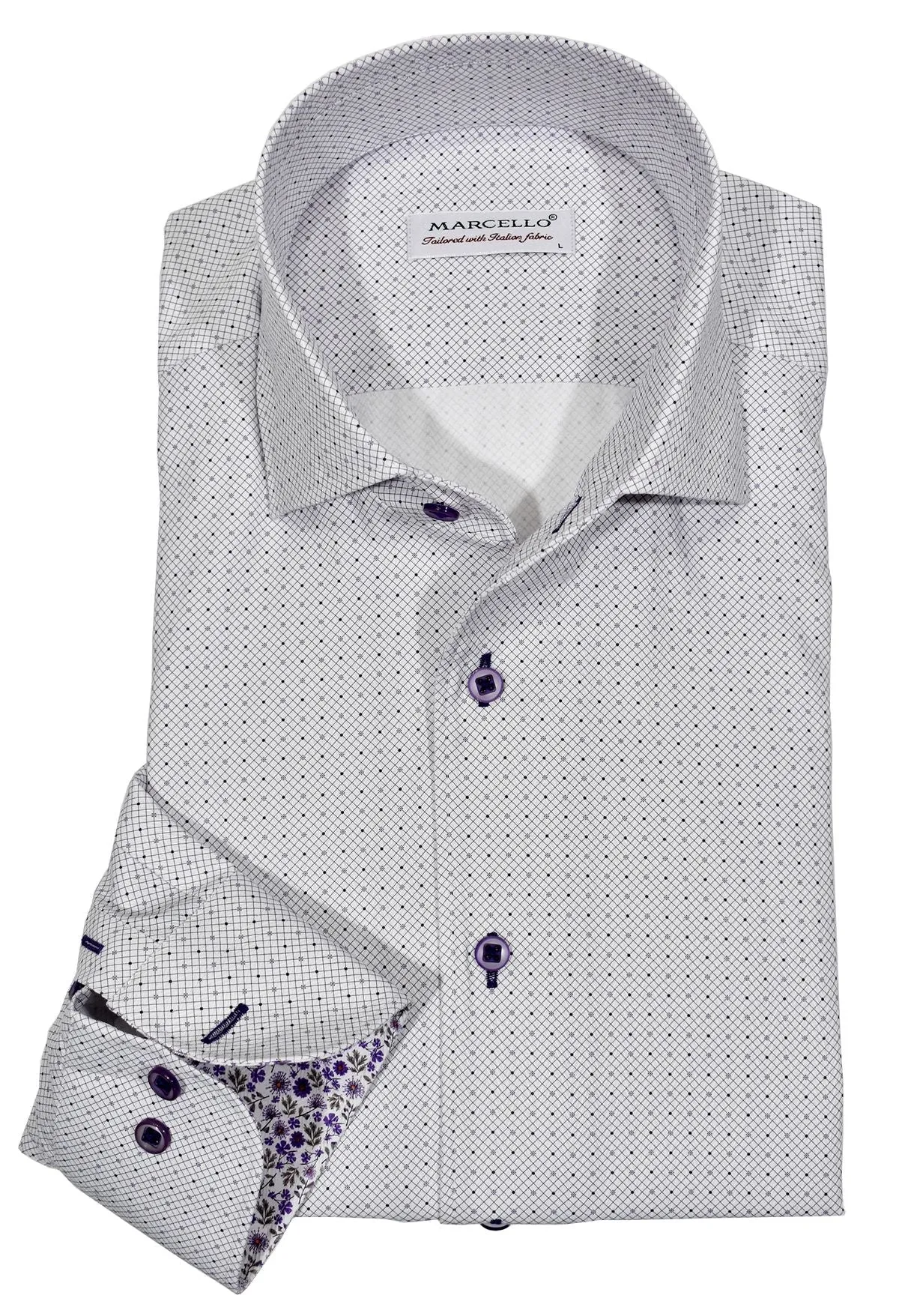 WM611R Slim Fit Lilac Diagonal Roll Collar