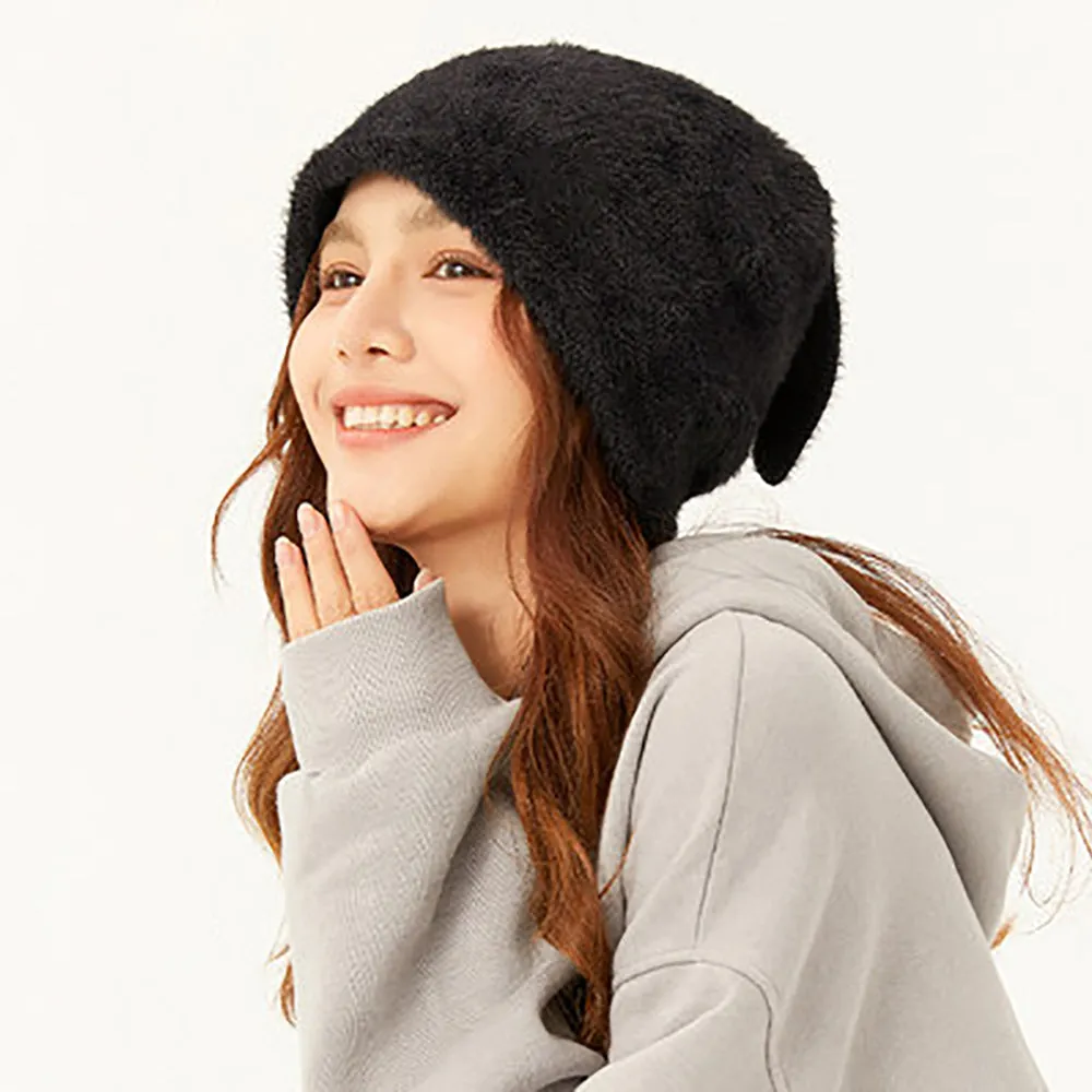 Women's Winter Plush Ear Knit Beanie