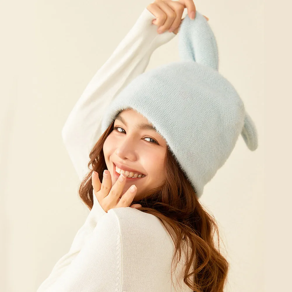 Women's Winter Plush Ear Knit Beanie