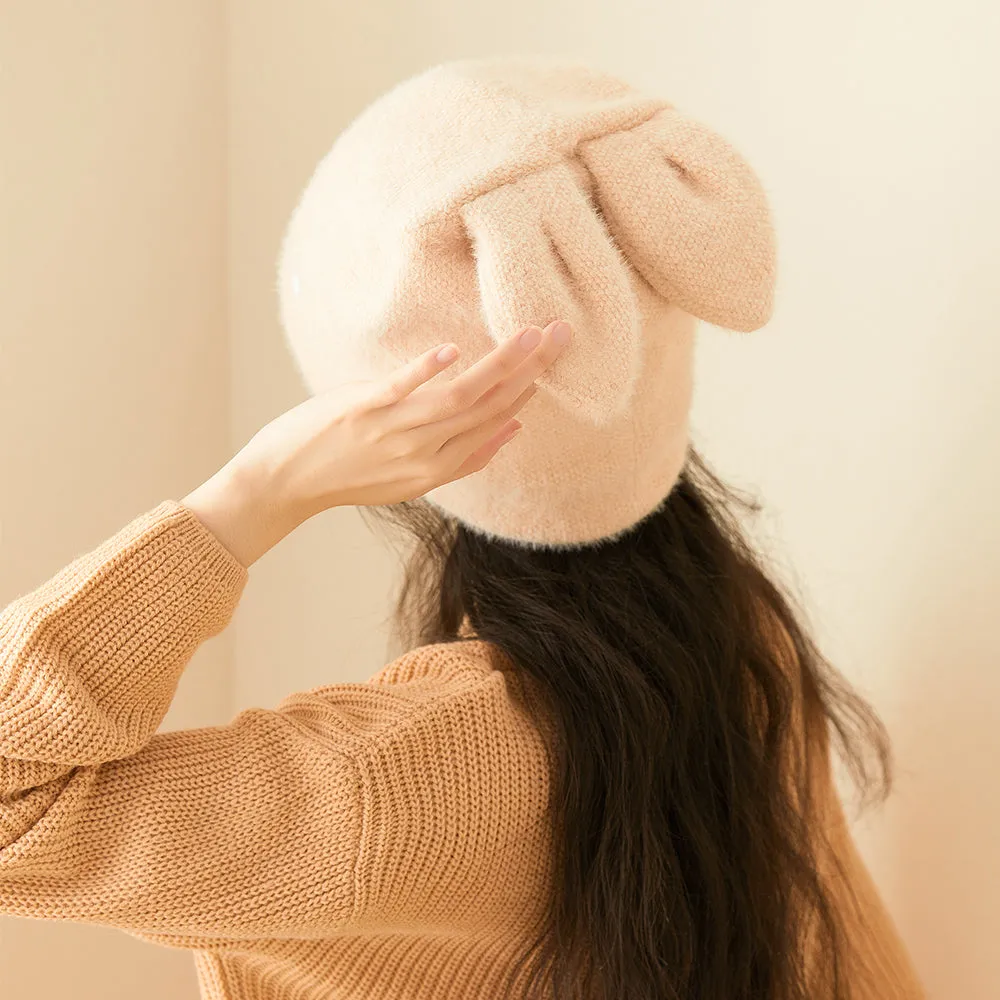 Women's Winter Plush Ear Knit Beanie