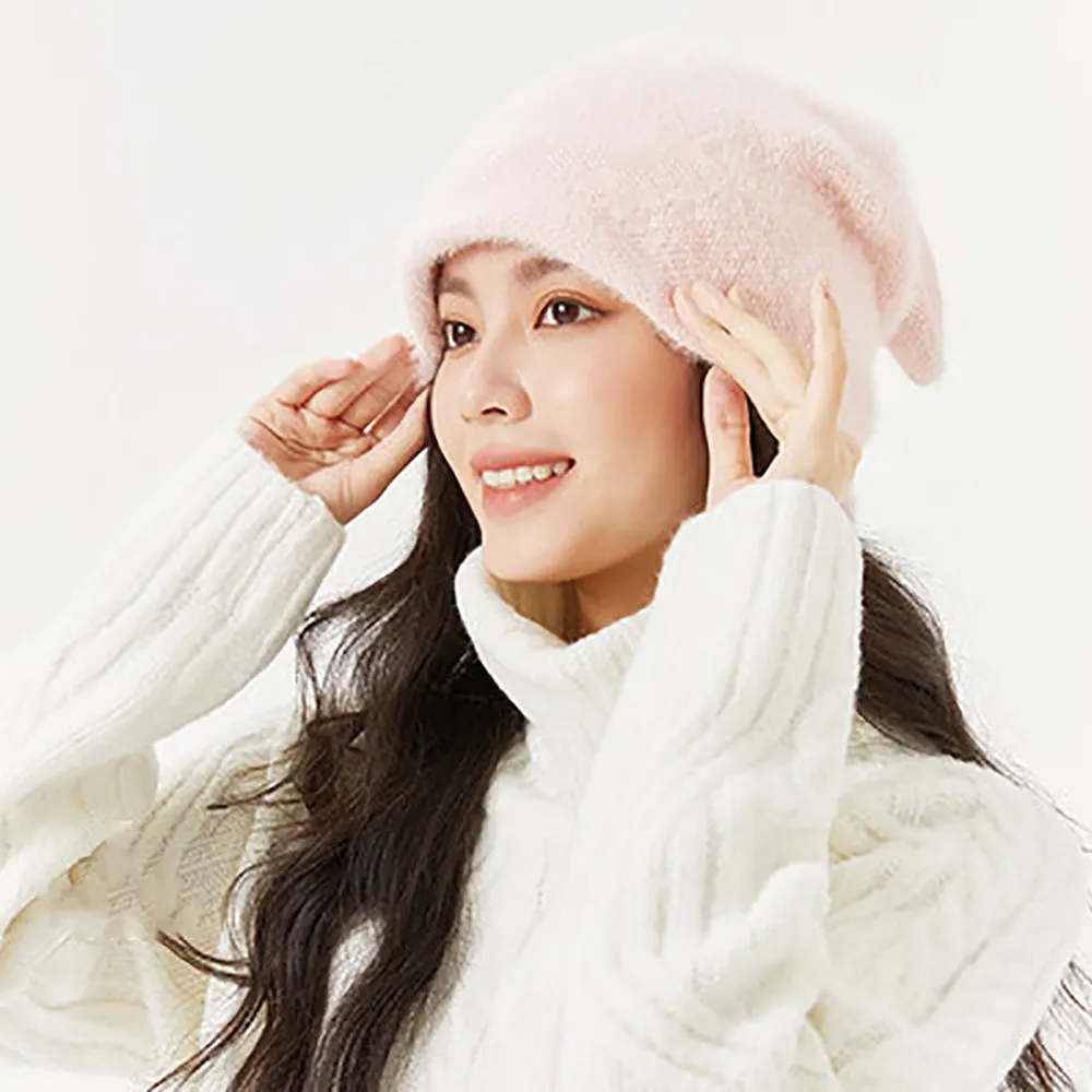 Women's Winter Plush Ear Knit Beanie