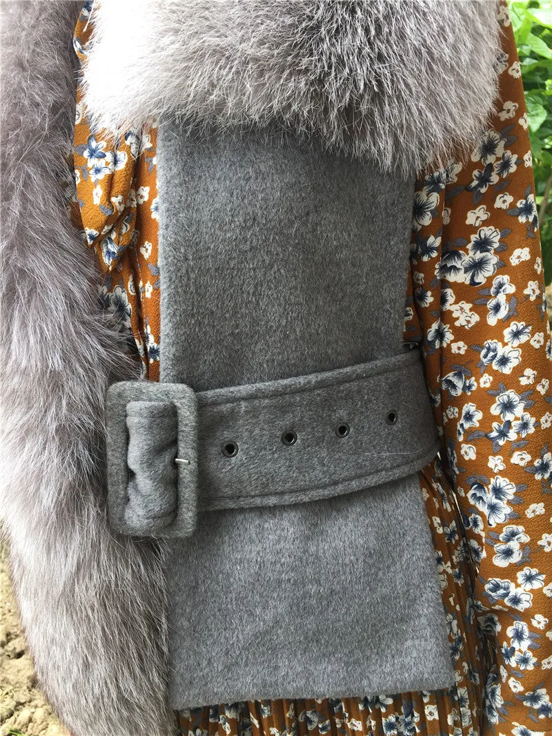 Wool Slim Waistcoat Genuine Fox Fur  Vest