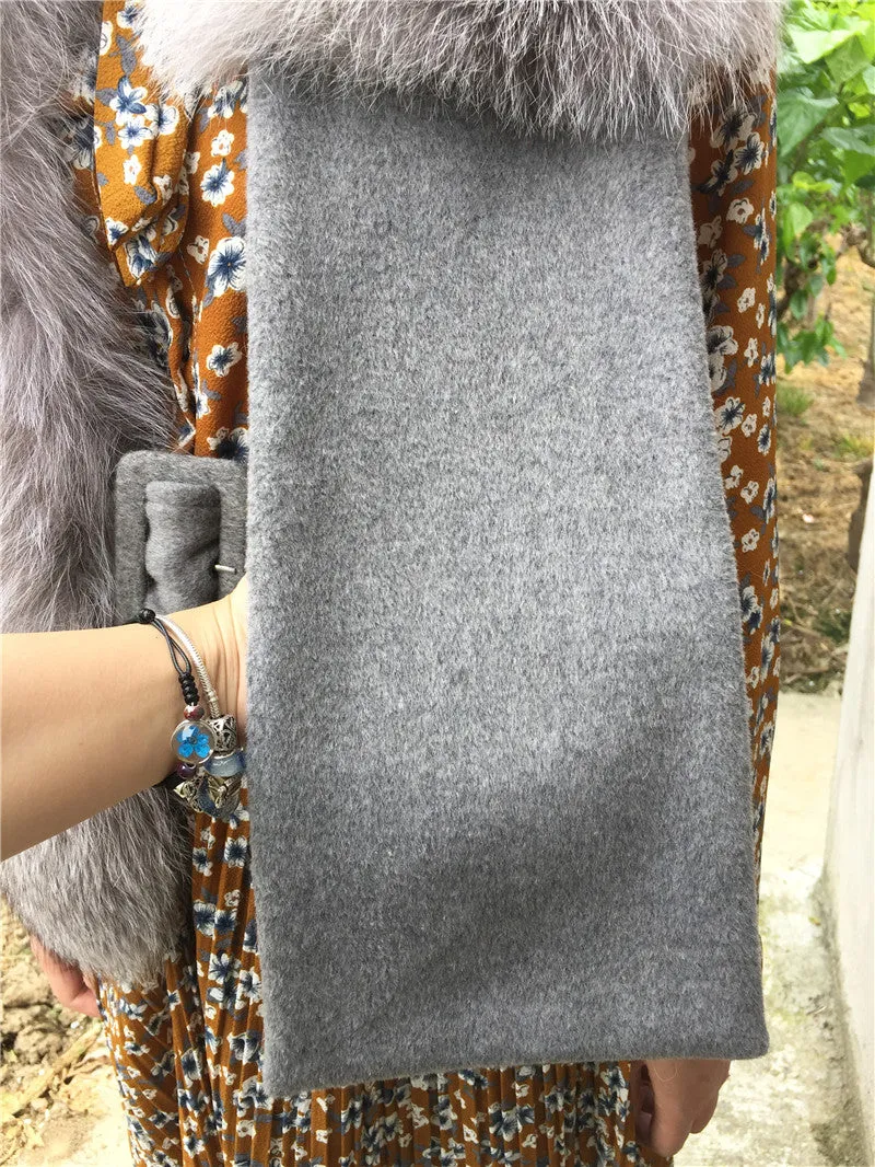 Wool Slim Waistcoat Genuine Fox Fur  Vest