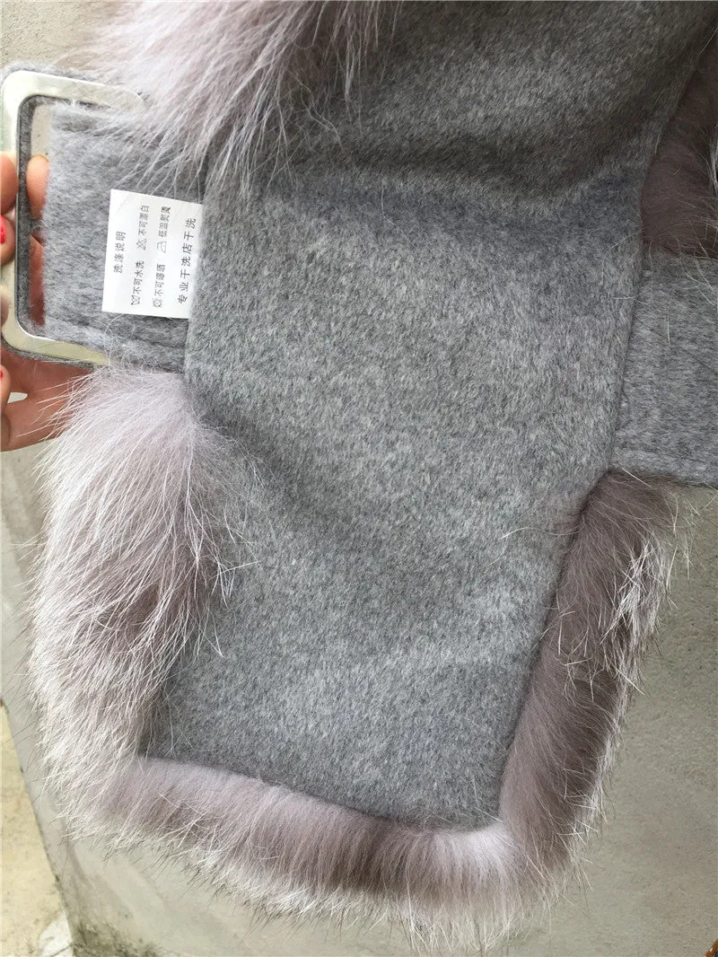 Wool Slim Waistcoat Genuine Fox Fur  Vest