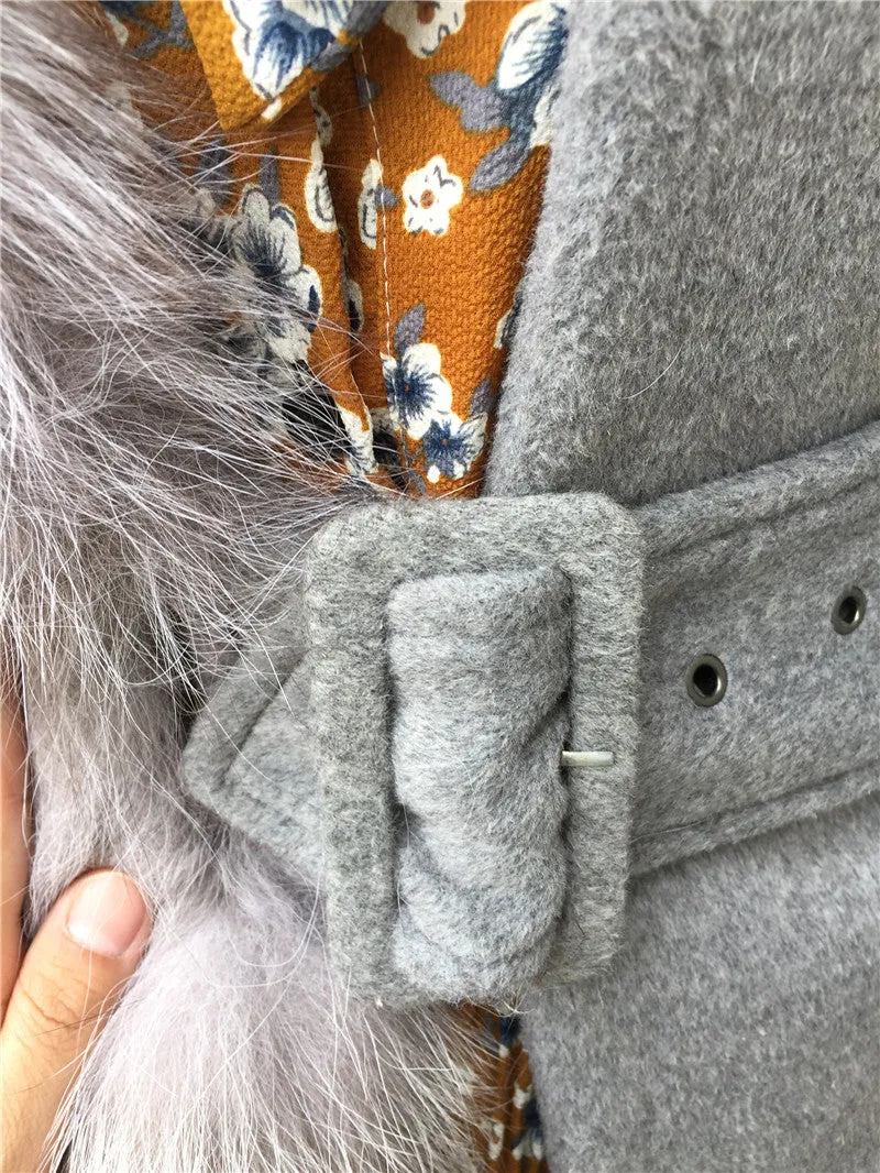 Wool Slim Waistcoat Genuine Fox Fur  Vest