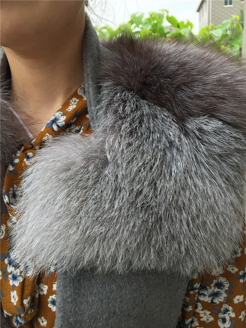 Wool Slim Waistcoat Genuine Fox Fur  Vest