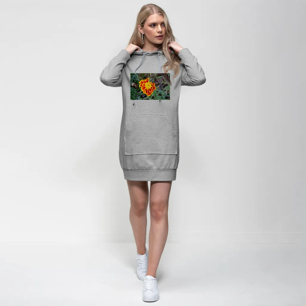 Yellow Red Flower Premium Adult Hoodie Dress